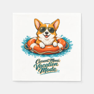 Schattige Corgi "Vakantiemodus" Zomerontwerp Servet
