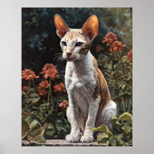 Schattige Cornish Rex Cat Art Print Poster