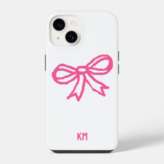 Schattige Cottage Lint Monogram Bow Stropdas Eenvo iPhone Hoesje (Achterkant)