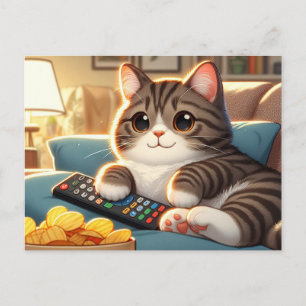 Schattige Couch Potato Cat Briefkaart