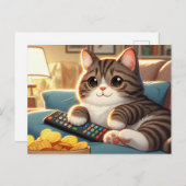 Schattige Couch Potato Cat Briefkaart (Voorkant / Achterkant)