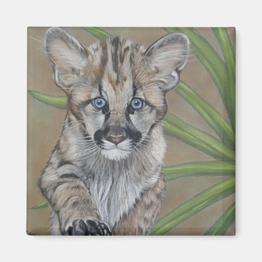 schattige cougar kitten grote schilderkunst magneet (Voorkant)
