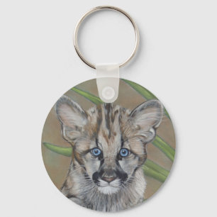 schattige cougar kitten grote schilderkunst sleutelhanger