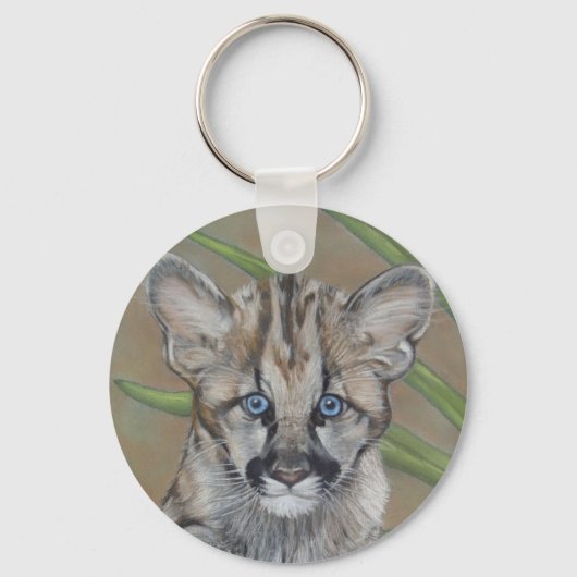 schattige cougar kitten grote schilderkunst sleutelhanger (Voorkant)