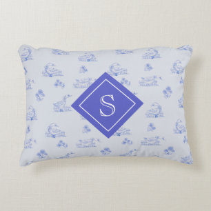 Schattige Country Goose Toile Pattern Monogram Accent Kussen