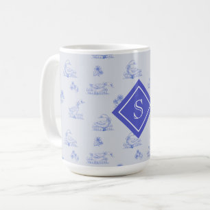 Schattige Country Goose Toile Pattern Monogram Koffiemok