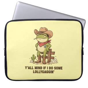 Schattige Cowboy Kikker die Lanterfanten Western K Laptop Sleeve