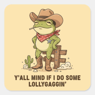 Schattige Cowboy Kikker Lui Lummelen Western Kikke Vierkante Sticker