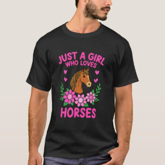 Schattige Cowgirl Gewoon een Meisje dat van Paarde T-shirt