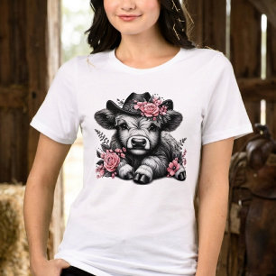 Schattige Cowgirl Highland Koe Tri-Blend Shirt