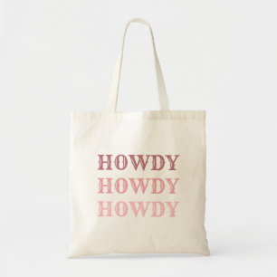 Schattige Cowgirl Stof Roze Roze Howdy met Naam Tote Bag