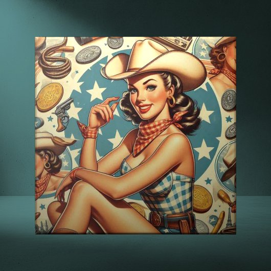 Schattige cowgirl tegeltje