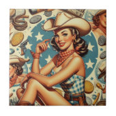 Schattige cowgirl tegeltje (Voorkant)