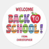 Schattige Crayon Letters Terug naar School Ronde Sticker (Voorkant)