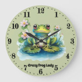 Schattige Crazy Frog Lady Tekst toevoegen Grote Klok (Voorkant)