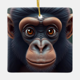 Schattige Crazy Funny Chimpansee Anime Portret Keramisch Ornament