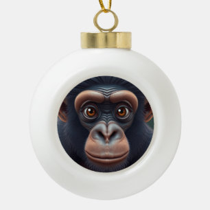 Schattige Crazy Funny Chimpansee Anime Portret Keramische Bal Ornament