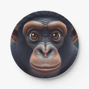 Schattige Crazy Funny Chimpansee Anime Portret Papieren Bordje