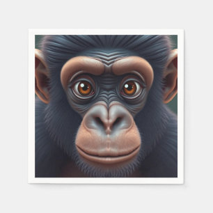 Schattige Crazy Funny Chimpansee Anime Portret Servet