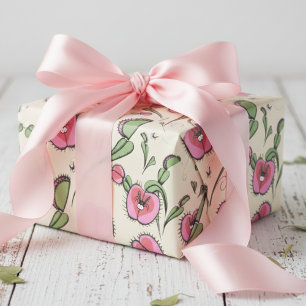 Schattige Cream Venus Flytrap Vastgelopen op Je Li Cadeaupapier