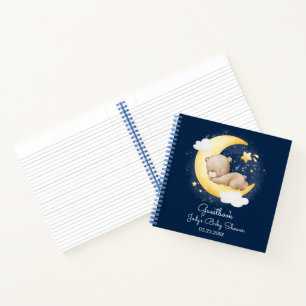Schattige Crescent Navy Moon Teddy Bear Baby showe Notitieboek