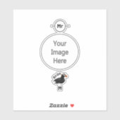 Schattige Crested Puffin Cartoon zwemmen Sticker (Vel)