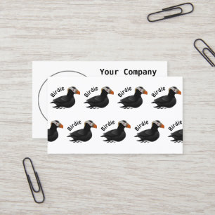 Schattige Crested Puffin Cartoon zwemmen Visitekaartje