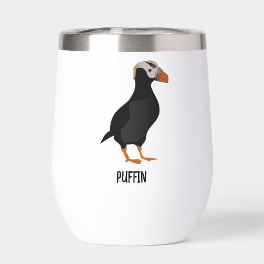 Schattige Crested Puffin Standing Cartoon (Achterkant)