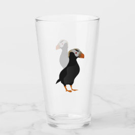 Schattige Crested Puffin Standing Cartoon Glas