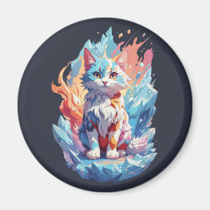 Schattige Crystal Fantasy Cat Design Magneet