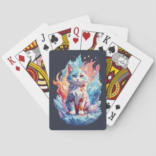 Schattige Crystal Fantasy Cat Design Pokerkaarten (Achterkant)