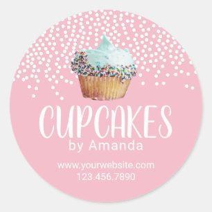 Schattige Cupcake Bakkerij Gebak Chef Sweet Pink Ronde Sticker