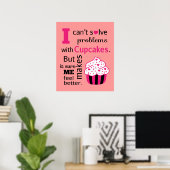 Schattige Cupcake citaat, Geluk Poster (Thuiskantoor)