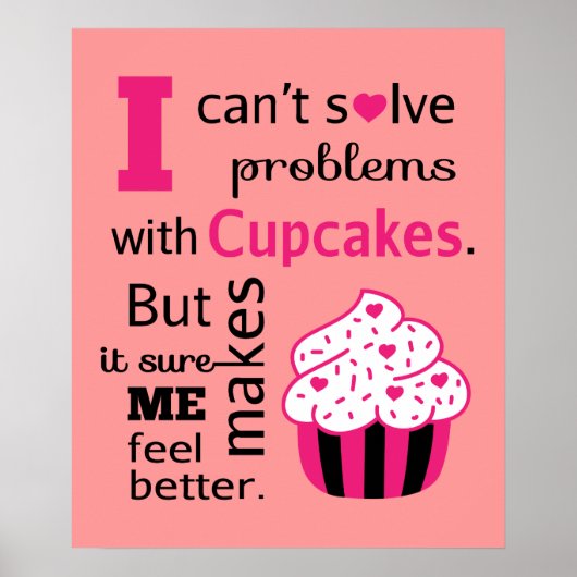 Schattige Cupcake citaat, Geluk Poster (Voorkant)