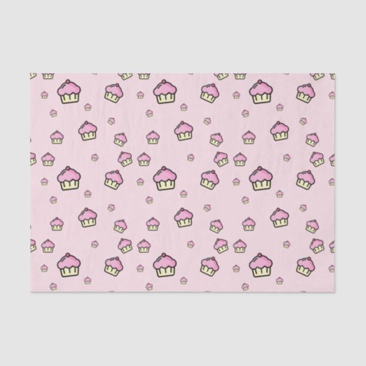 Schattige Cupcake Patroon Roze Tissue Papier (Voorkant)