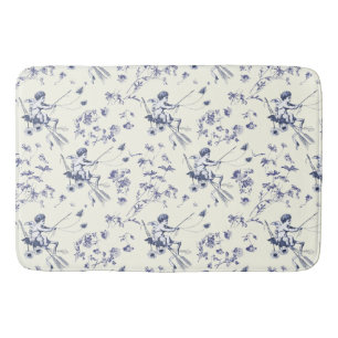 Schattige Cupido Engel Blauw Bloemen Toile Badmat