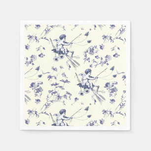 Schattige Cupido Engel Blauw Bloemen Toile Servet