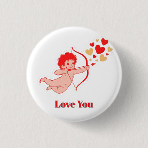Schattige Cupido Met Boog En Pijl Ronde Button 3,2 Cm