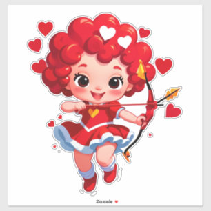 Schattige Cupido Met Boog En Pijl Sticker