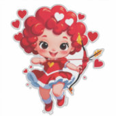 Schattige Cupido Met Boog En Pijl Sticker (Voorkant)