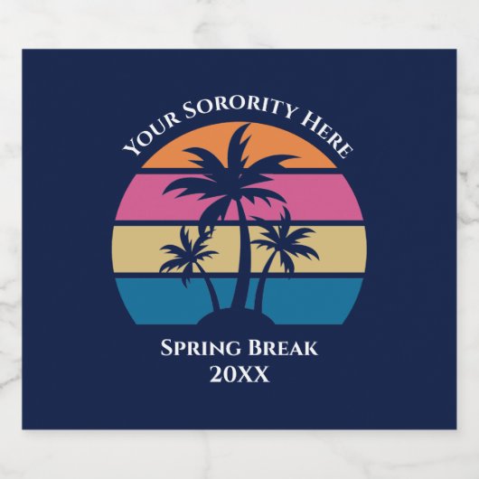 Schattige Custom Beach Party Palmbomen Blauw Bier Etiket (Enkel label)
