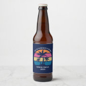 Schattige Custom Beach Party Palmbomen Blauw Bier Etiket (Voorkant)