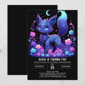 Schattige Custom Fox digitale verjaardag Kaart (Voorkant / Achterkant)