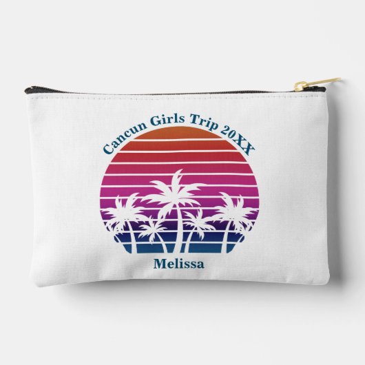 Schattige Custom Meisjes Strandtrip Roze Palmboom Etui (Achterkant)