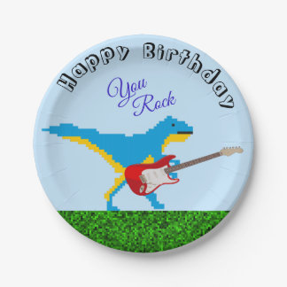 Schattige Custom You Rock Dinosaurus Verjaardags J Papieren Bordje