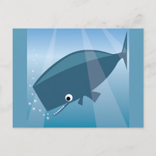 SCHATTIGE CUTE BLUE WHALE CARTOON HAPPY BUBBLES OC BRIEFKAART