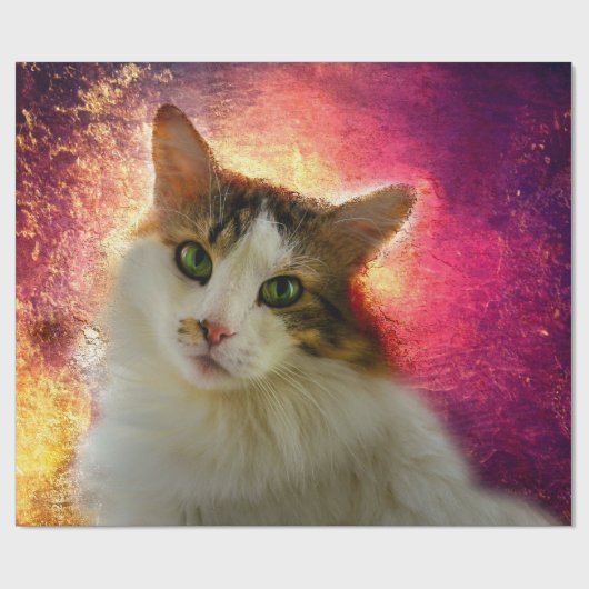 Schattige Cute Calico Cat Cadeaupapier (Vlak)