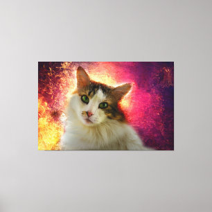 Schattige Cute Calico Cat Canvas Afdruk