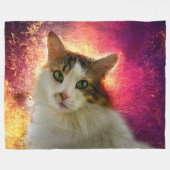 Schattige Cute Calico Cat Fleece Deken (Voorkant (Horizontaal))