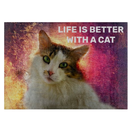 Schattige Cute Calico Cat Snijplank (Voorkant)